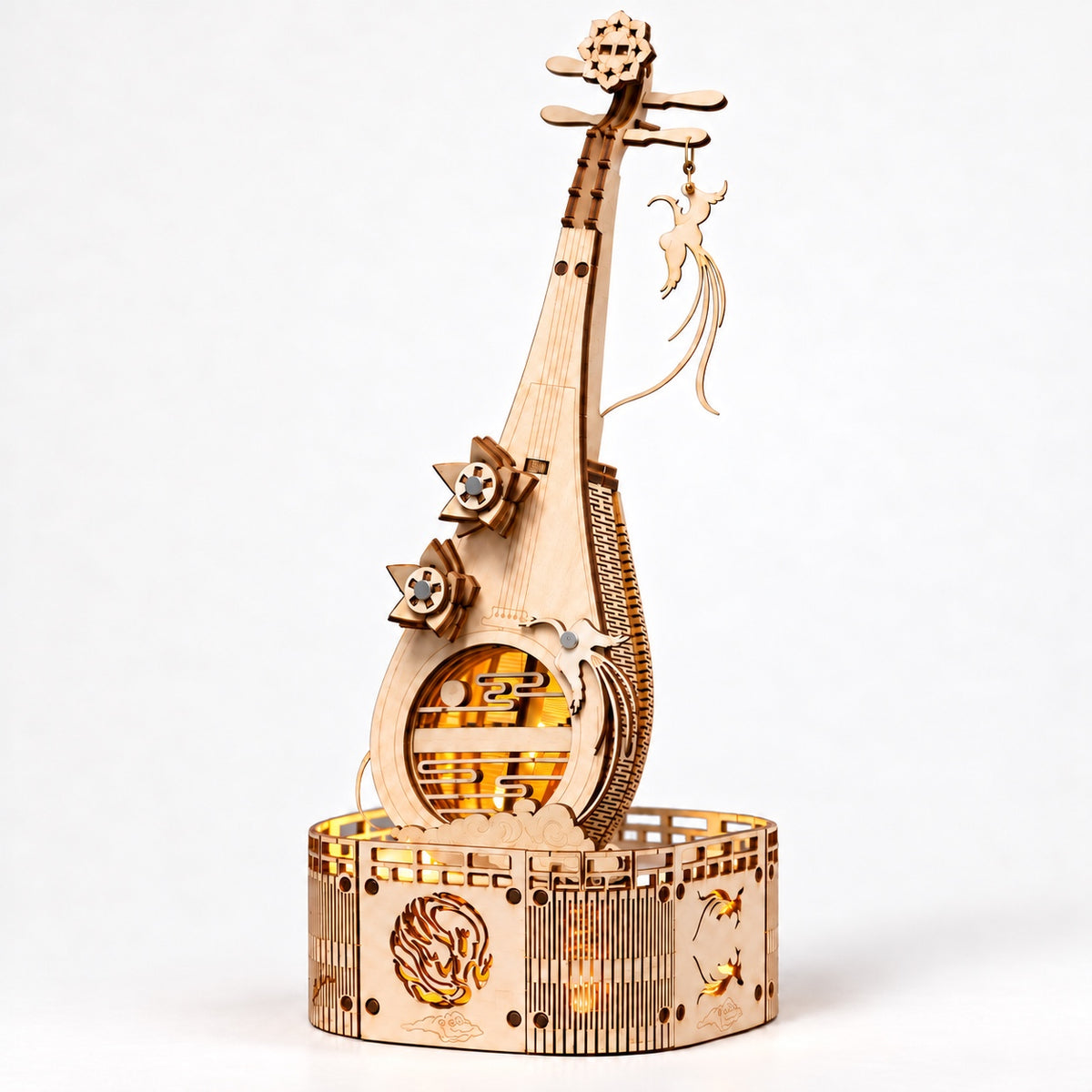 3D Wooden Puzzle Pipa Music Box Kit - DIY Chinese Lute Desk Decor