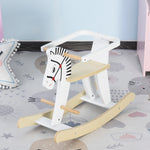 White Wooden Rocking Horse with Support Rail