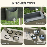 Wooden Sandbox with Canopy and Play Kitchen