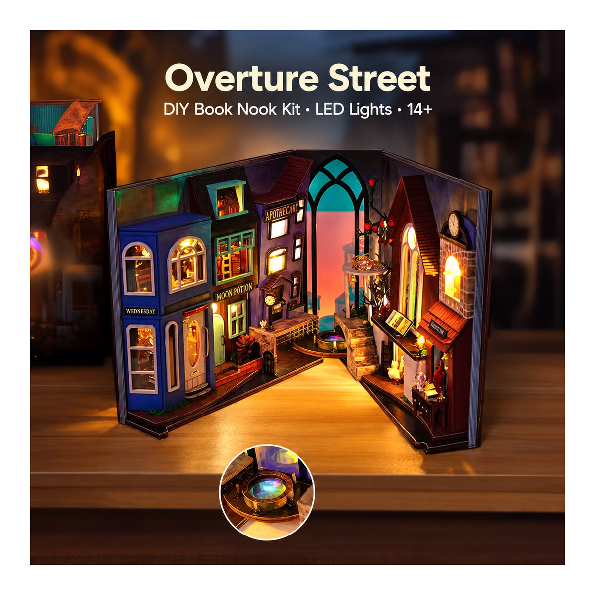 DIY Book Nook Kit – Overture Street | LED Wooden Street Diorama