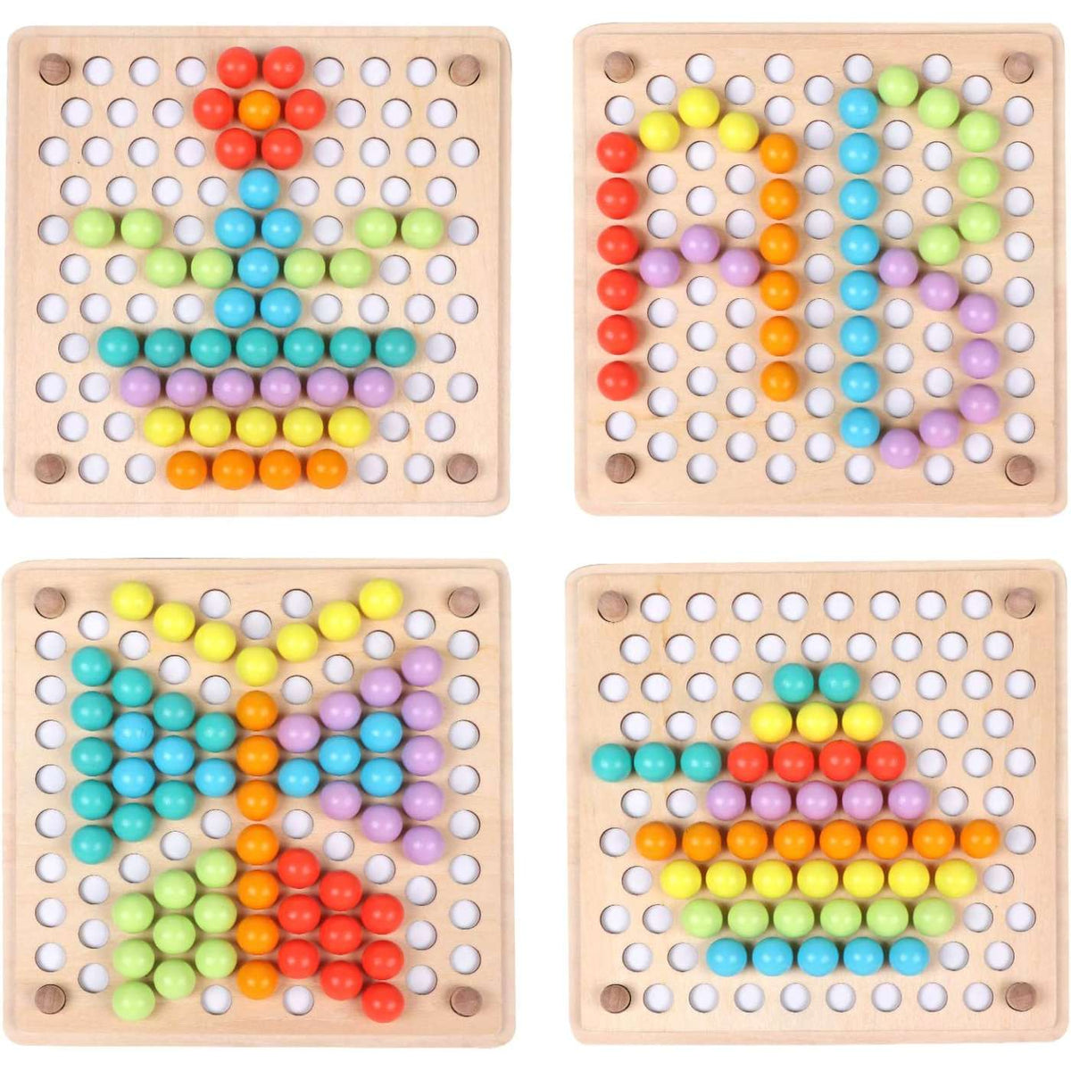 Wooden Pegboard Color Sorting and Pattern Set