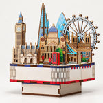 3D Wooden Puzzle London Walk Music Box Kit - DIY Wind-Up City Decor Gift