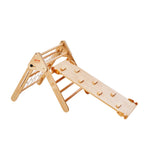 Foldable Wooden Triangle Climber with Ramp and Net