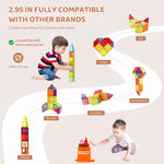 55-Piece Magnetic Tile Building Set with Car Base