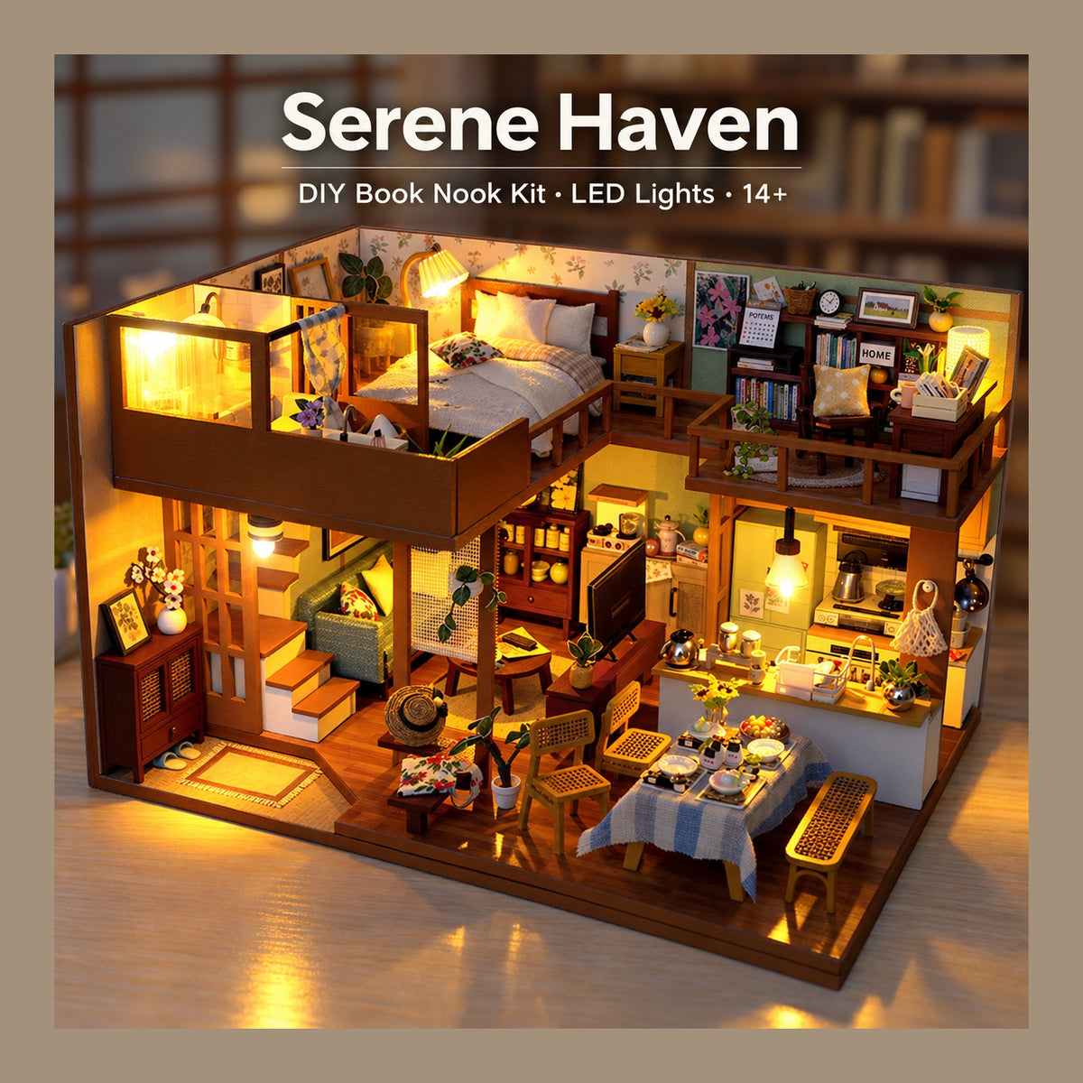 DIY Book Nook Kit – Serene Haven | Japanese-Style Wooden Room Kit