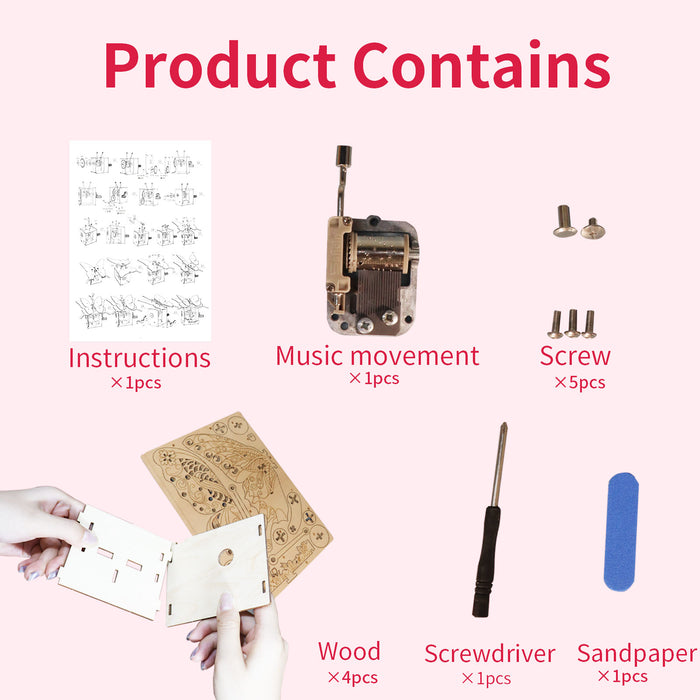 Wooden Butterfly Music Box Model Kit