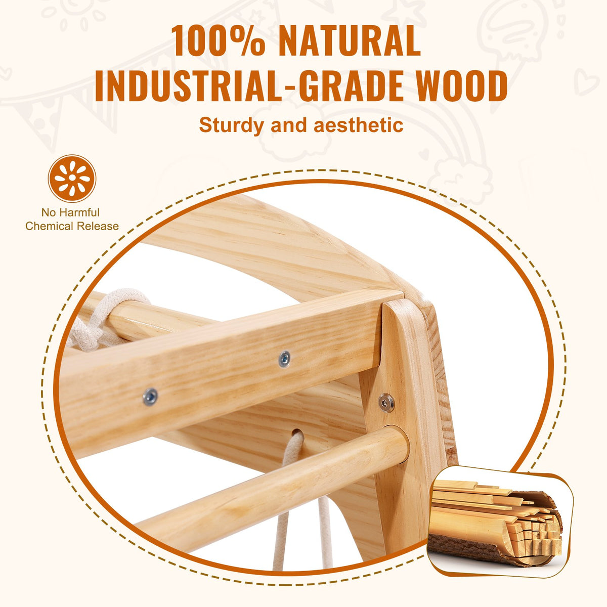Wooden Indoor Jungle Gym with Slide and Swing
