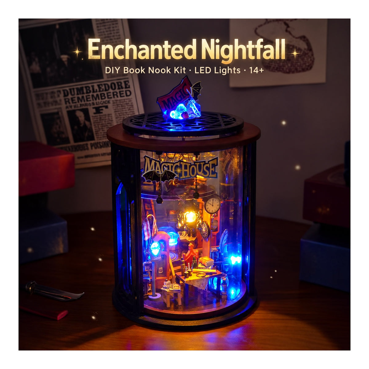 DIY Book Nook Kit – Enchanted Nightfall | Magic Glowing Night Light