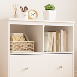 White Toy Storage Cabinet with Large Drawer