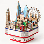 3D Wooden Puzzle London Walk Music Box Kit - DIY Wind-Up City Decor Gift