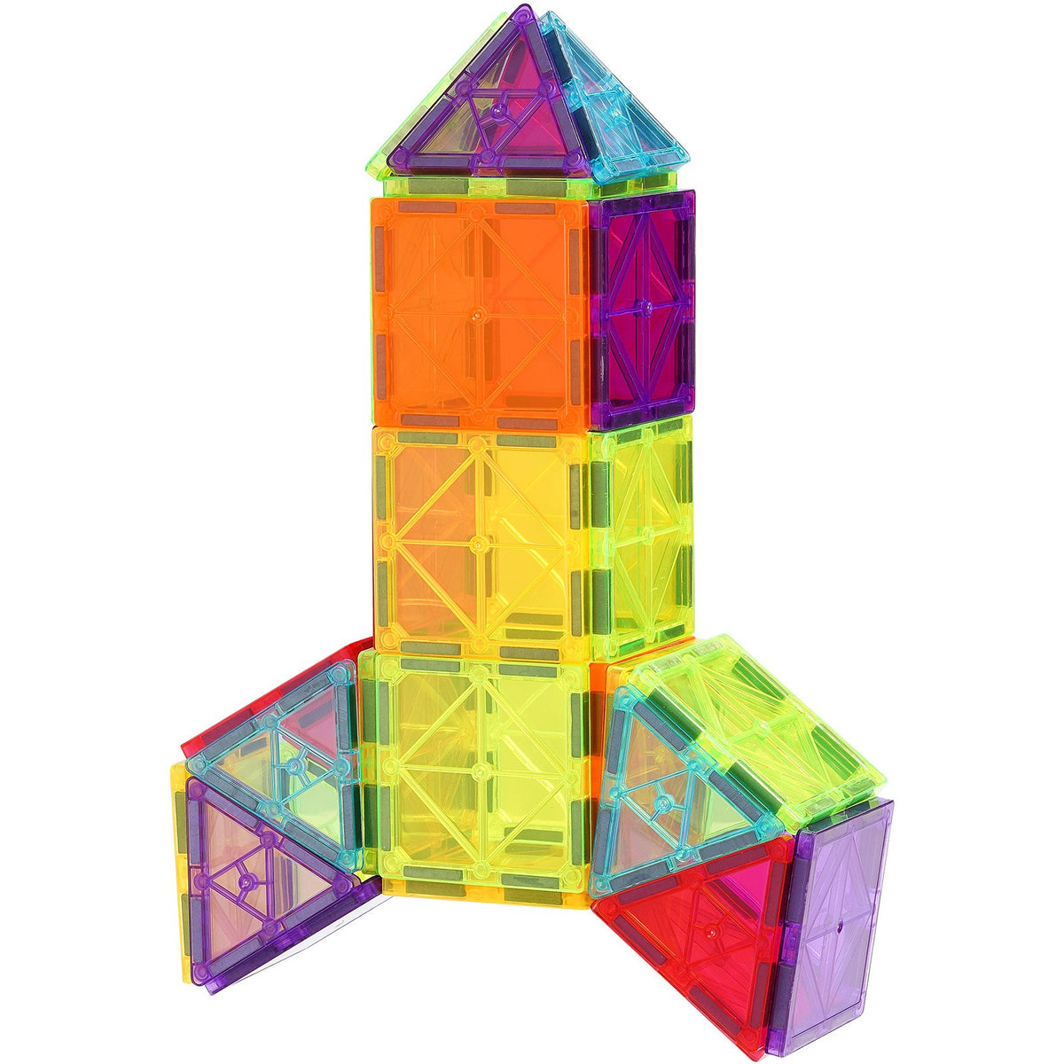 55-Piece Magnetic Tile Building Set with Car Base