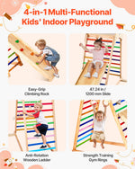 Wooden Climbing Frame with Slide and Rings