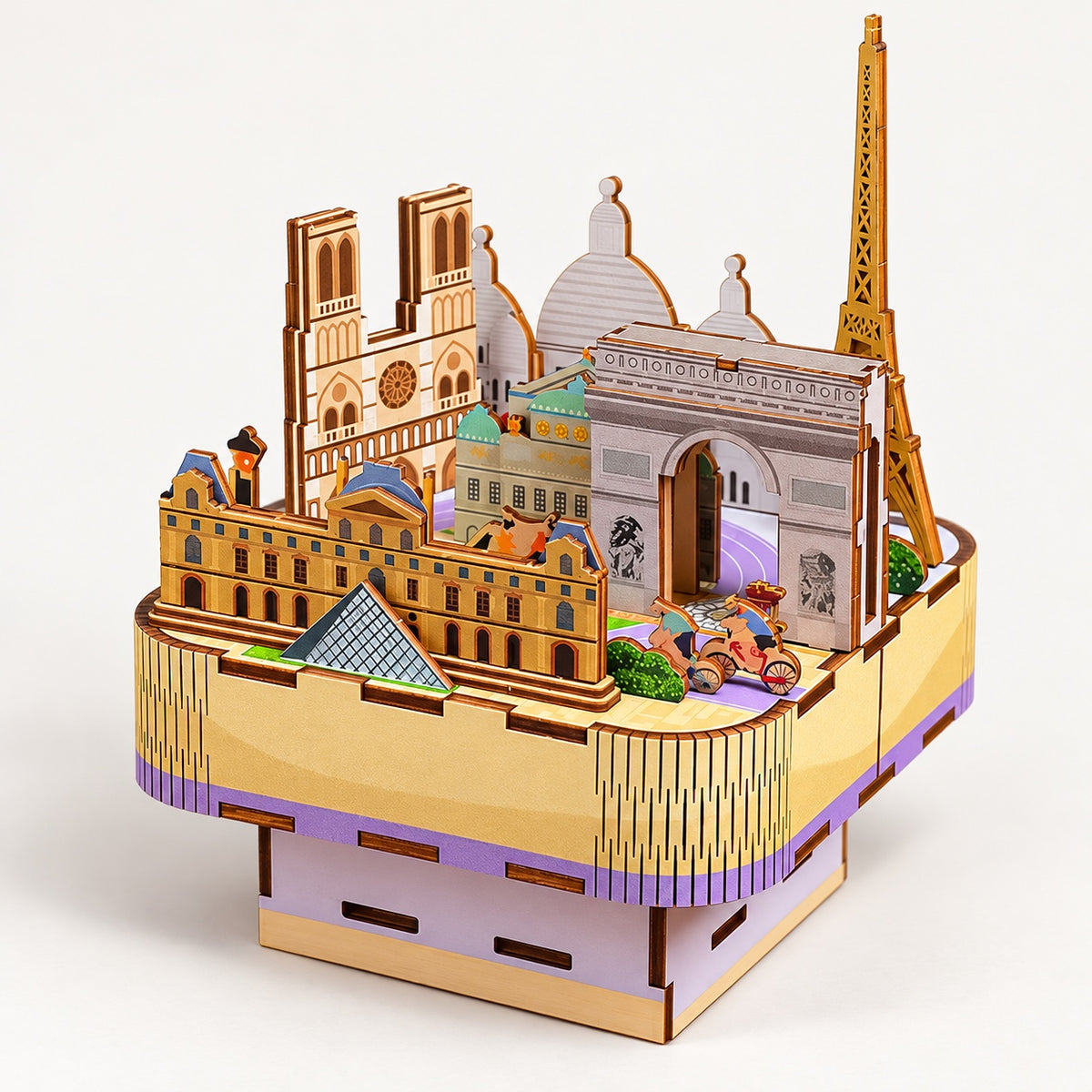 3D Wooden Puzzle Romantic Paris Music Box Kit - DIY Wind-Up City Decor