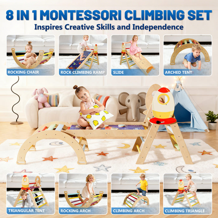 Wooden Triangle and Arch Playground with Reversible Ramp
