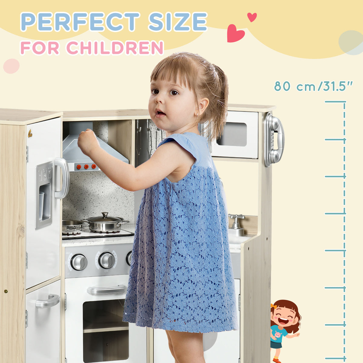 Large Corner Wooden Kitchen Playset with Cooking Accessories