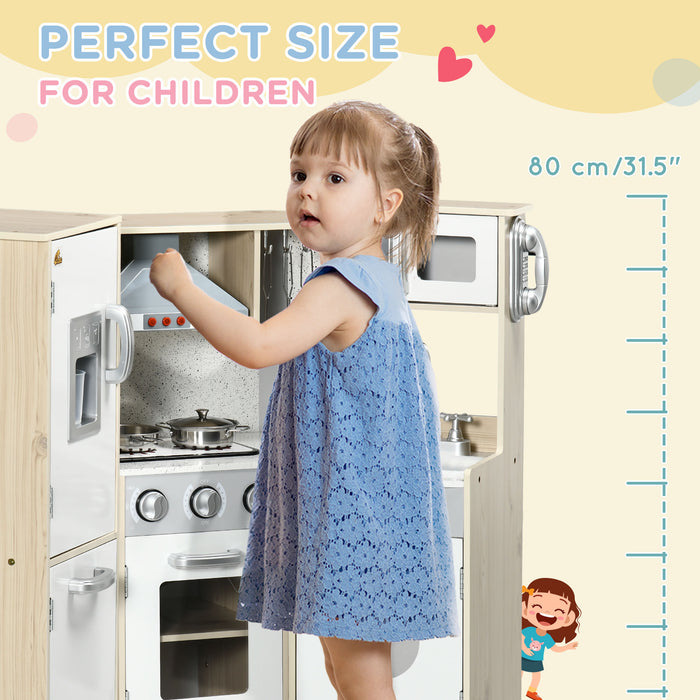 Large Corner Wooden Kitchen Playset with Cooking Accessories