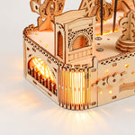 3D Wooden Puzzle Ferris Wheel Music Box Kit – DIY Light-Up Desk Decor