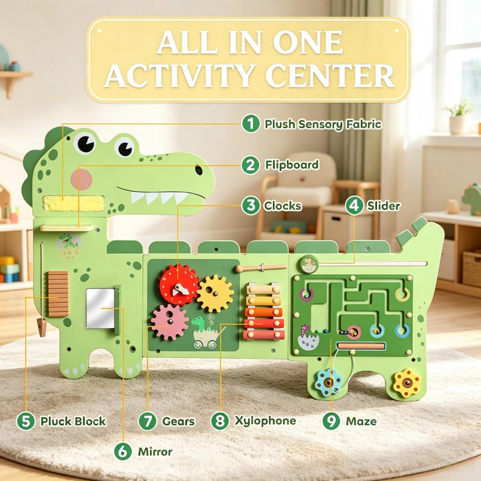 Green Dinosaur Wall-Mounted Activity Board