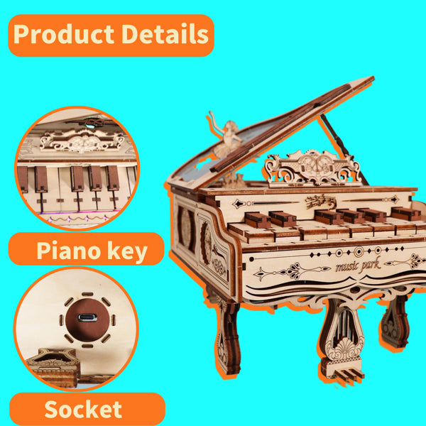 Wooden Piano Music Box Construction Kit