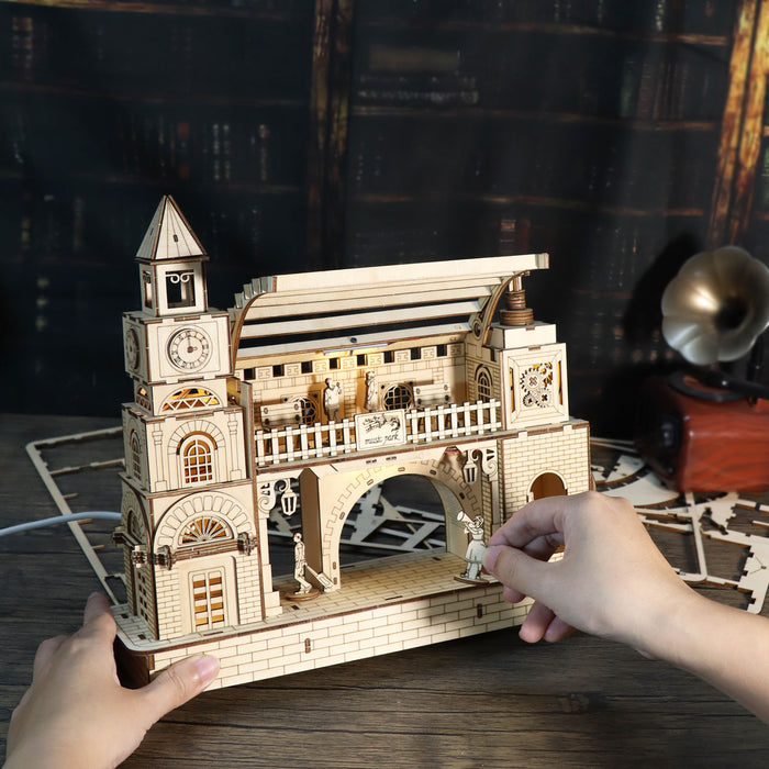 Wooden Railway Station Construction Model Kit