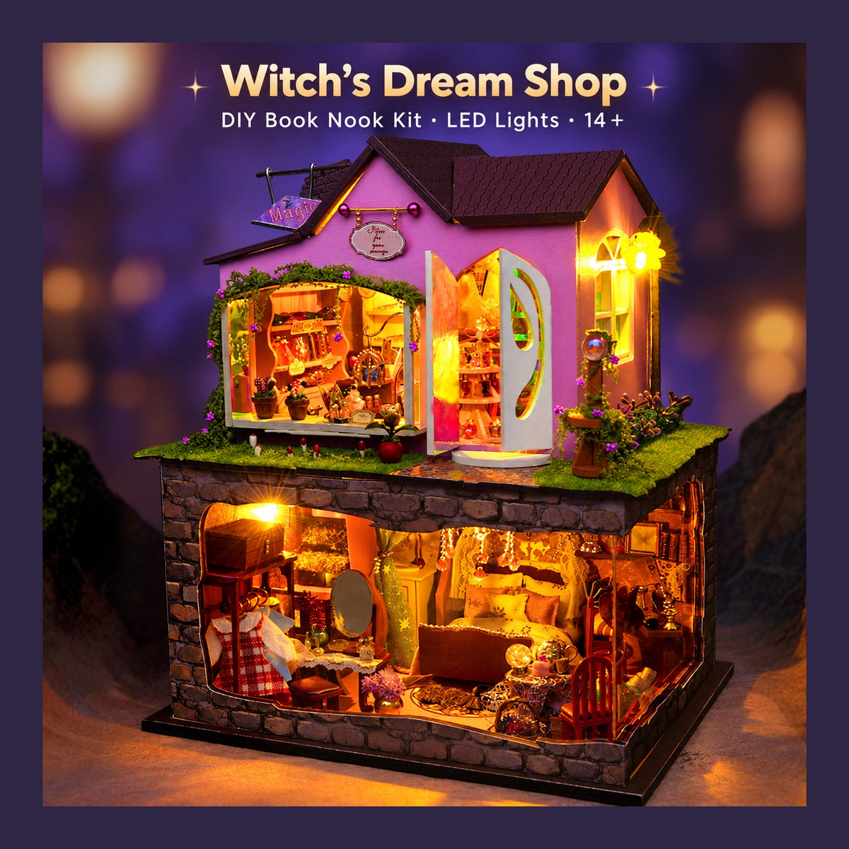 DIY Book Nook Kit – Witch's Dream Shop | LED Fantasy Miniature House