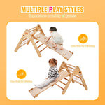 Foldable Wooden Triangle Climber with Ramp and Net