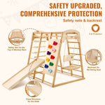 Wooden Indoor Jungle Gym with Slide and Swing