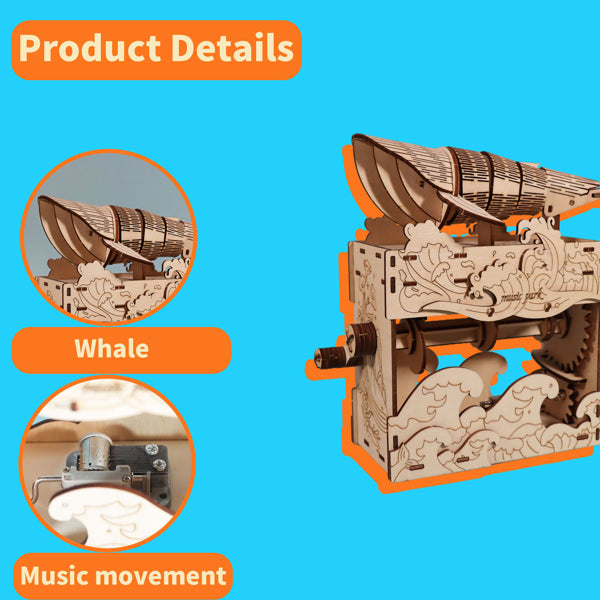 Wooden Whale Music Box Model Kit
