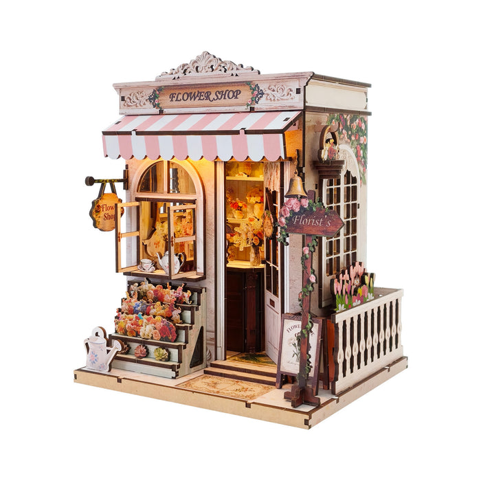 Florist Shop Miniature Book Nook Kit with Lights