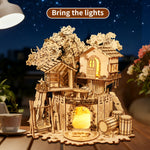 Wooden Tree House Model Kit with Lights