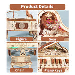 Wooden Grand Piano Music Box Model Kit
