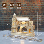 Wooden Railway Station Model with Lighting
