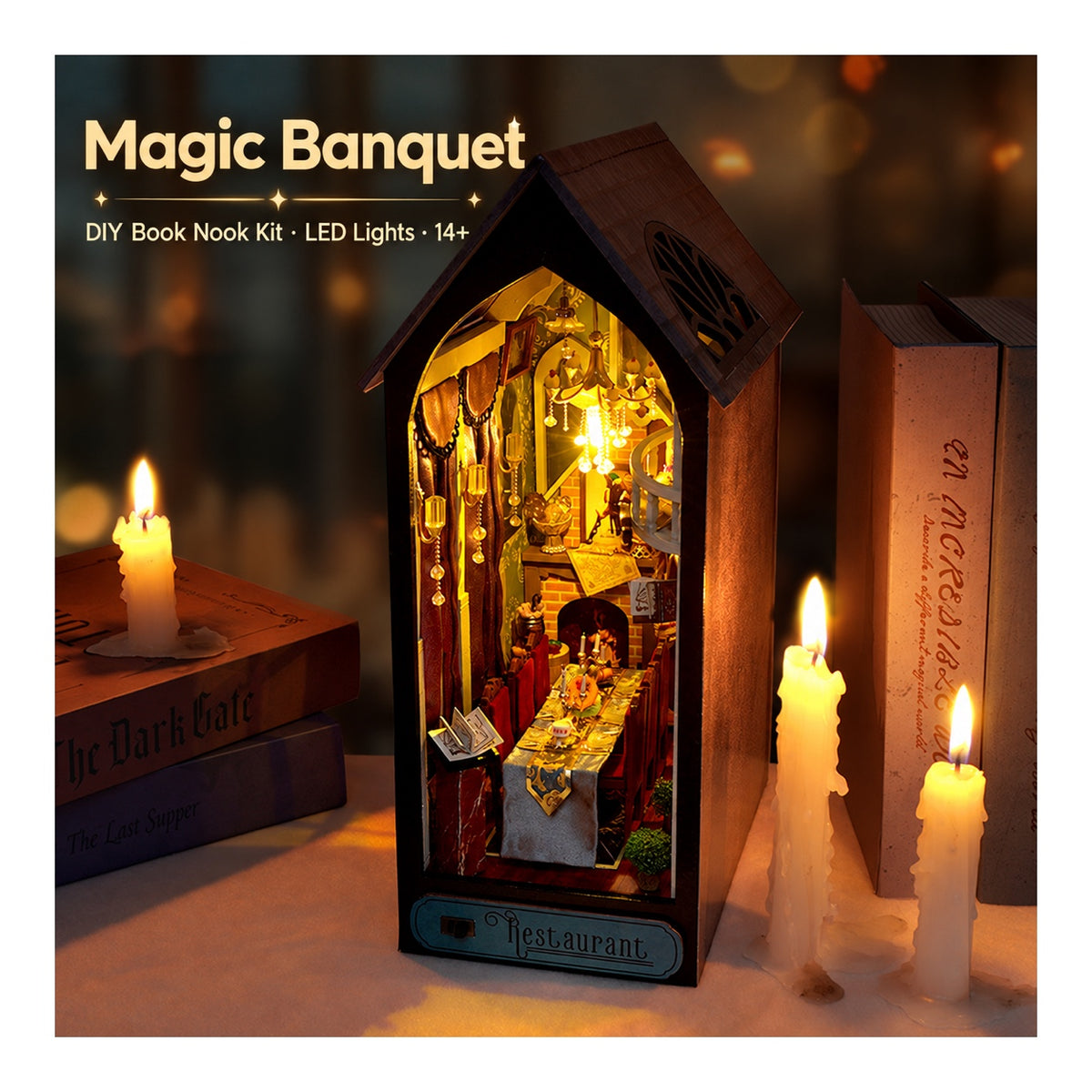 DIY Book Nook Kit – Magic Banquet | Wooden Fantasy Feast Scene