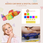55-Piece Magnetic Tile Building Set with Car Base
