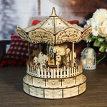 Wooden Carousel Music Box Model Kit