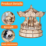 Wooden Carousel Music Box Model Kit