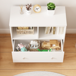 White Toy Storage Cabinet with Large Drawer