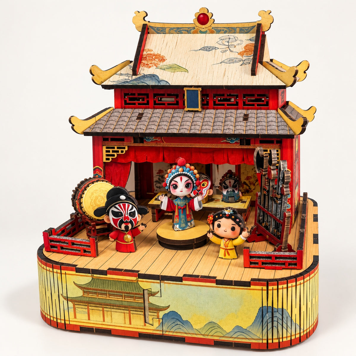 3D Wooden Puzzle Sichuan Opera Stage Music Box – DIY Theatre Craft Gift