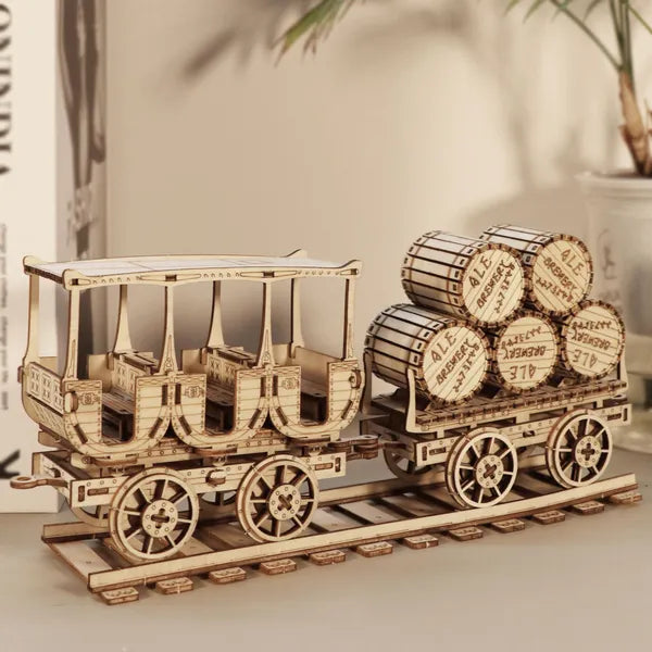 Wooden Wagon with Barrels Model Kit