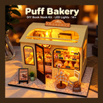 DIY Book Nook Kit – Puff Bakery | Cozy LED Wooden Bakery Miniature