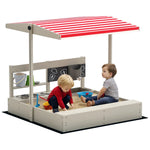 Wooden Sandbox with Canopy and Play Kitchen