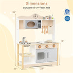 Gray Wooden Play Kitchen with 13 Accessories