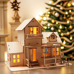 Miniature Wooden House Music Box Kit with Lights