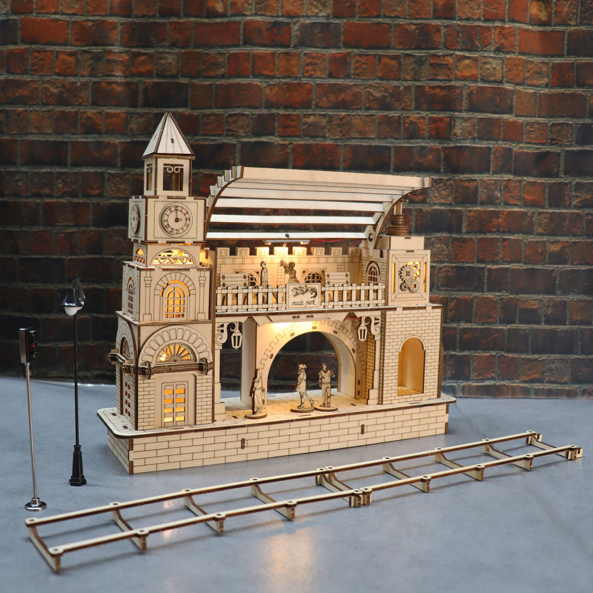 Wooden Railway Station Construction Model Kit