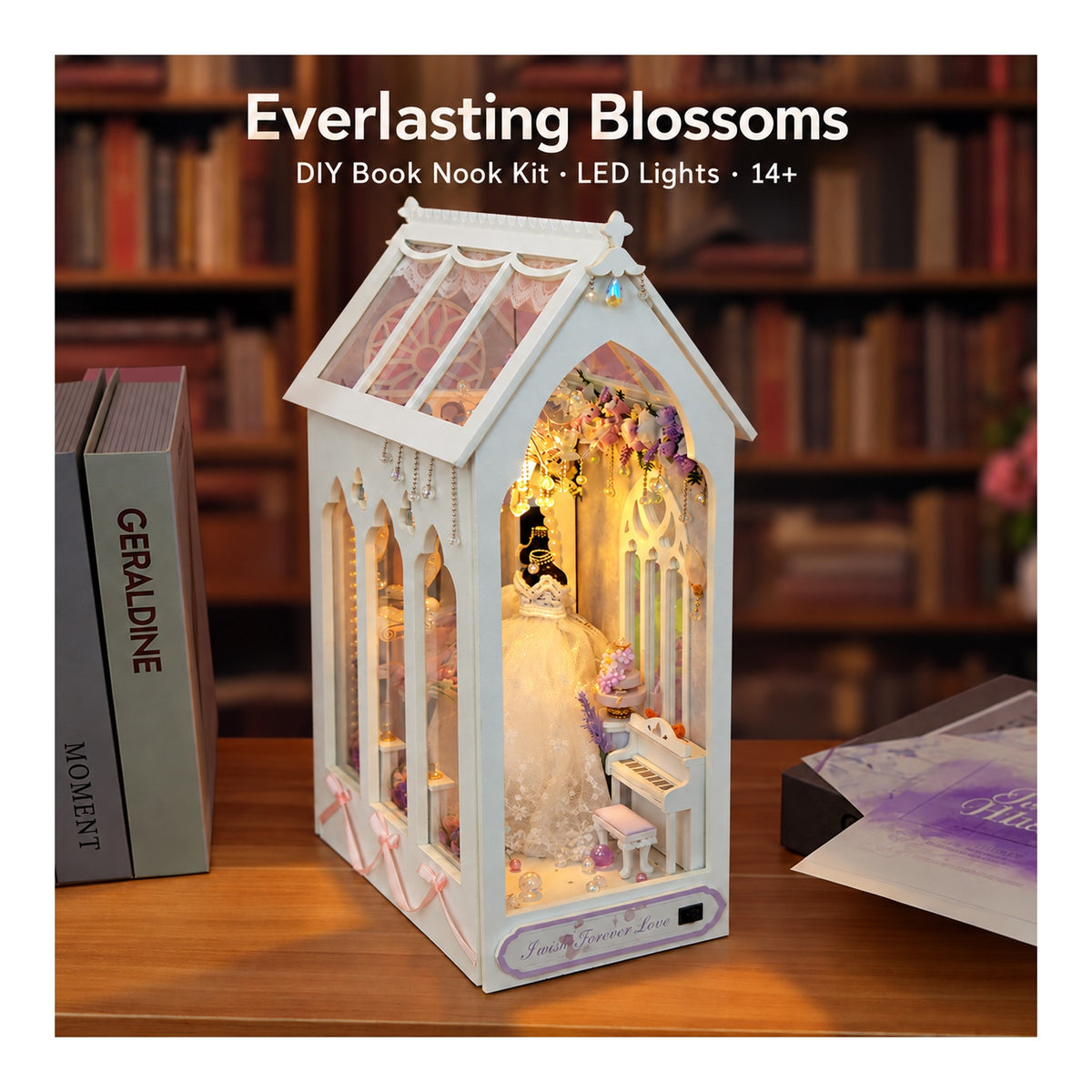 DIY Book Nook Kit – Everlasting Blossoms | Floral Miniature Book Nook