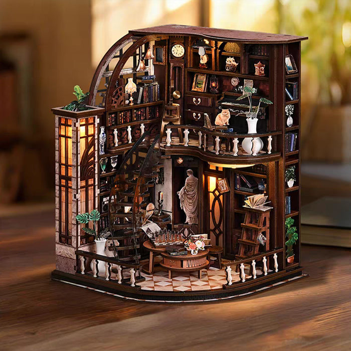 Library Study Miniature Book Nook Kit with Lights