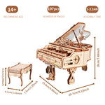 Wooden Grand Piano Music Box Model Kit