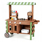 Wooden Pretend Grocery Cart and Food Stand