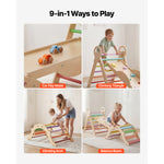 Pastel Wooden Climbing Set with Arch, Ramp and Cars