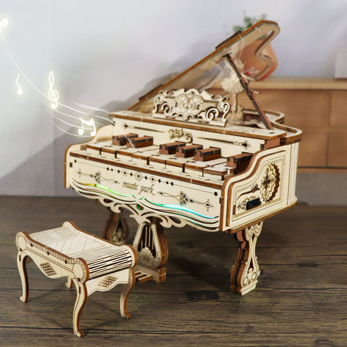 Wooden Grand Piano Music Box Model Kit